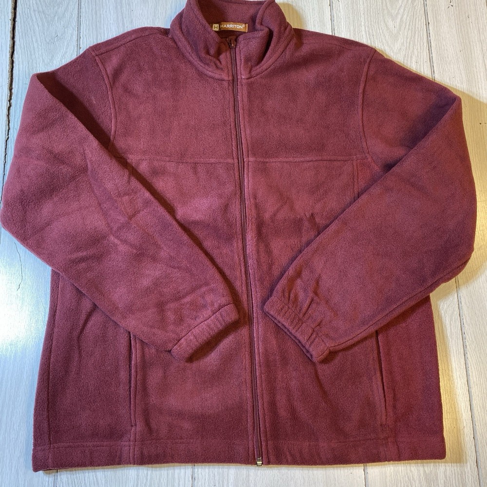 Harriton M990 Men’s Full Zip Fleece Jacket In Burgundy Size XL