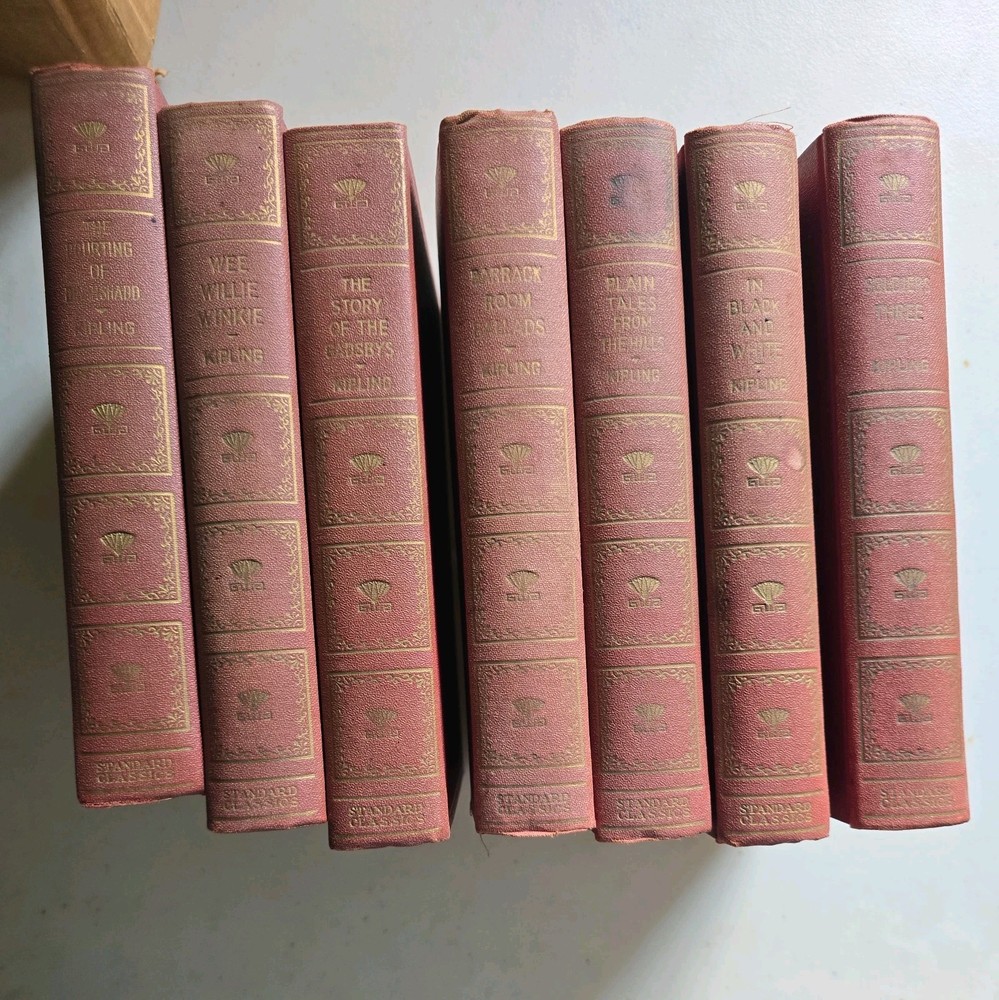 Vintage 1930 Rudyard Kipling Book Set by Standard Book Co 7 Volumes