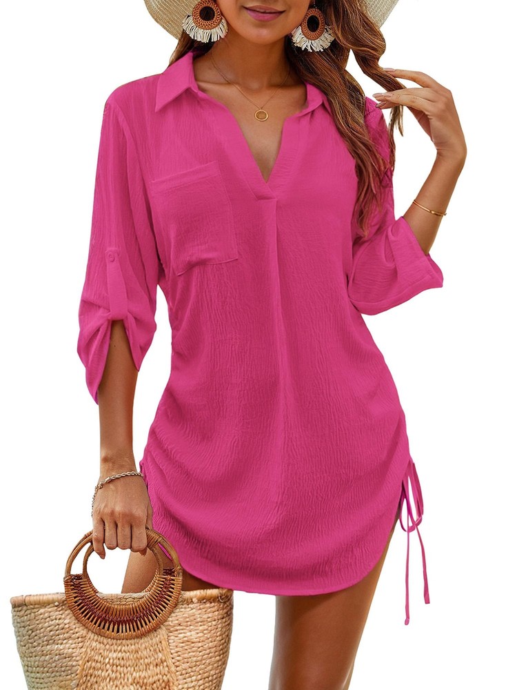 Women's Bikini Cover Up Beach Dress with Drawstring Swimsuit Wrap