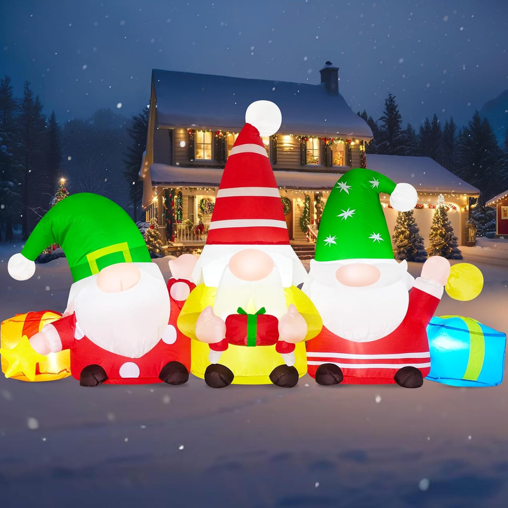 6FT Christmas Inflatables Gnomes 2025 NEW LED Outdoor Decoration
