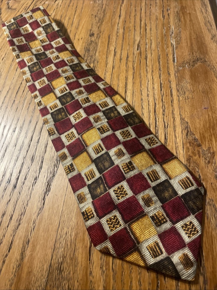 Vintage EUC J.Z. Richards For The Claymore Shop USA Hand Made Silk Tie Geometric