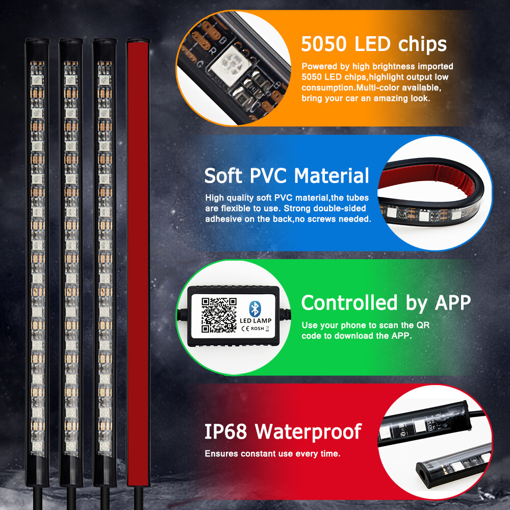 Auto RGB USB Phone APP Control LED Interior atmosphere Neon Strip Light Colorful