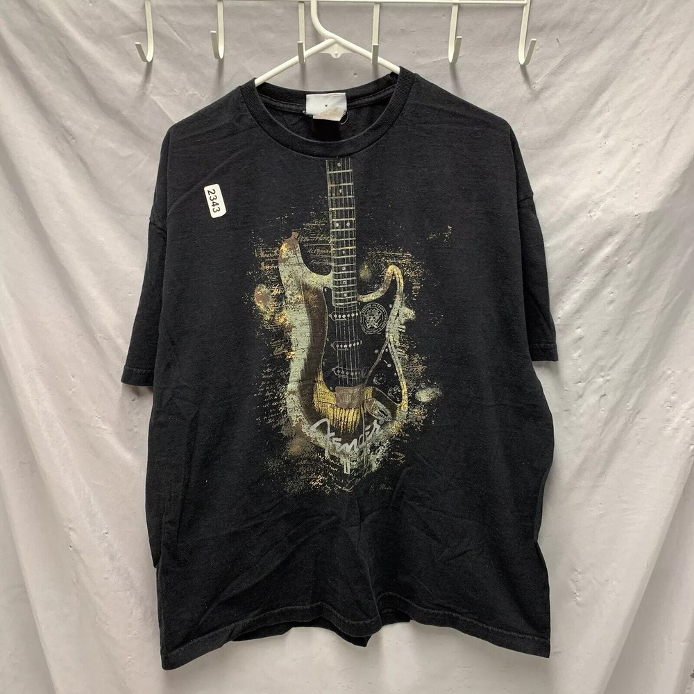 Vintage Fender Shirt Adult Large Black Short Sleeve Guitar Rock & Roll Men’s
