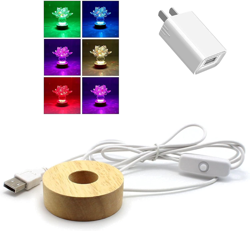 LZ Lights Display Base Colored round Wooden Lighted Pedestals Compact USB Wall C