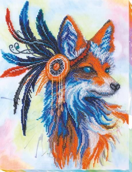 Bead embroidery kit Red Fox needlework kit Art canvas beadwork pattern