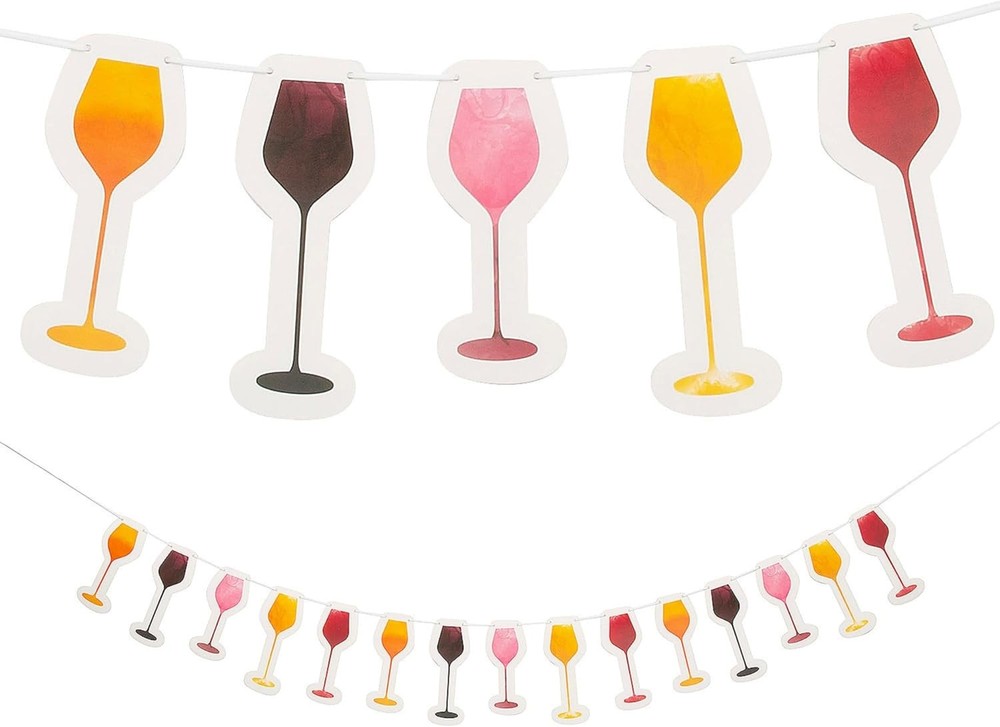 Wine Themed 7 ft Colorful Cardstock Garland - Ready to Hang Party Decor