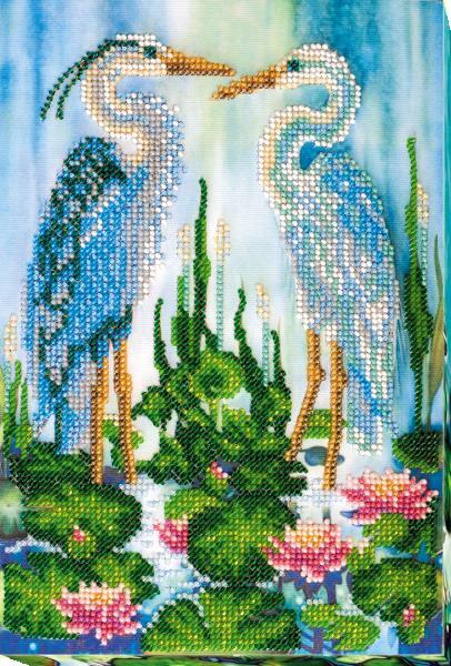 Bead embroidery kit Heron needlework kit Art canvas beadwork pattern