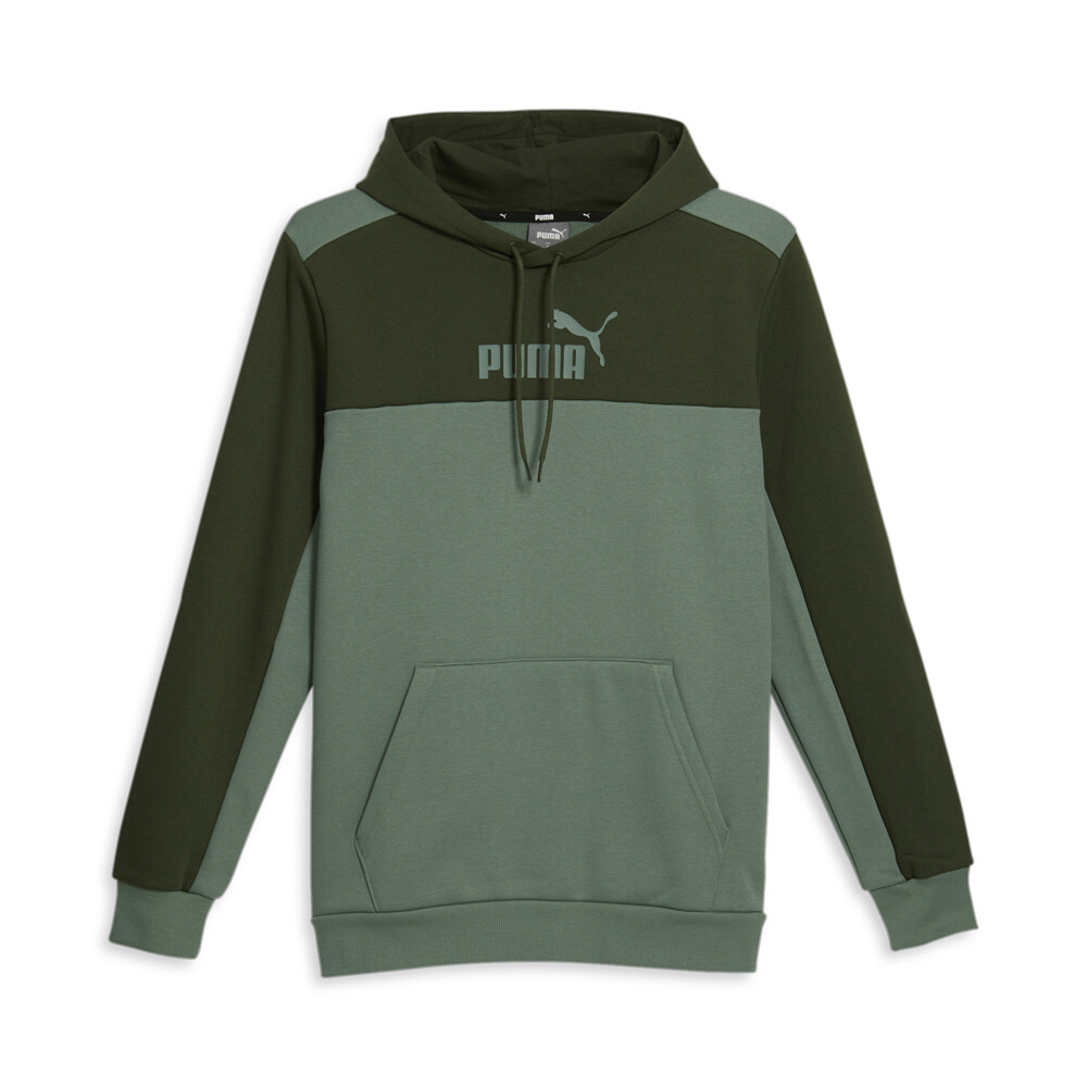Puma Essentials Block Pullover Hoodie Mens Green Casual Outerwear 67042251