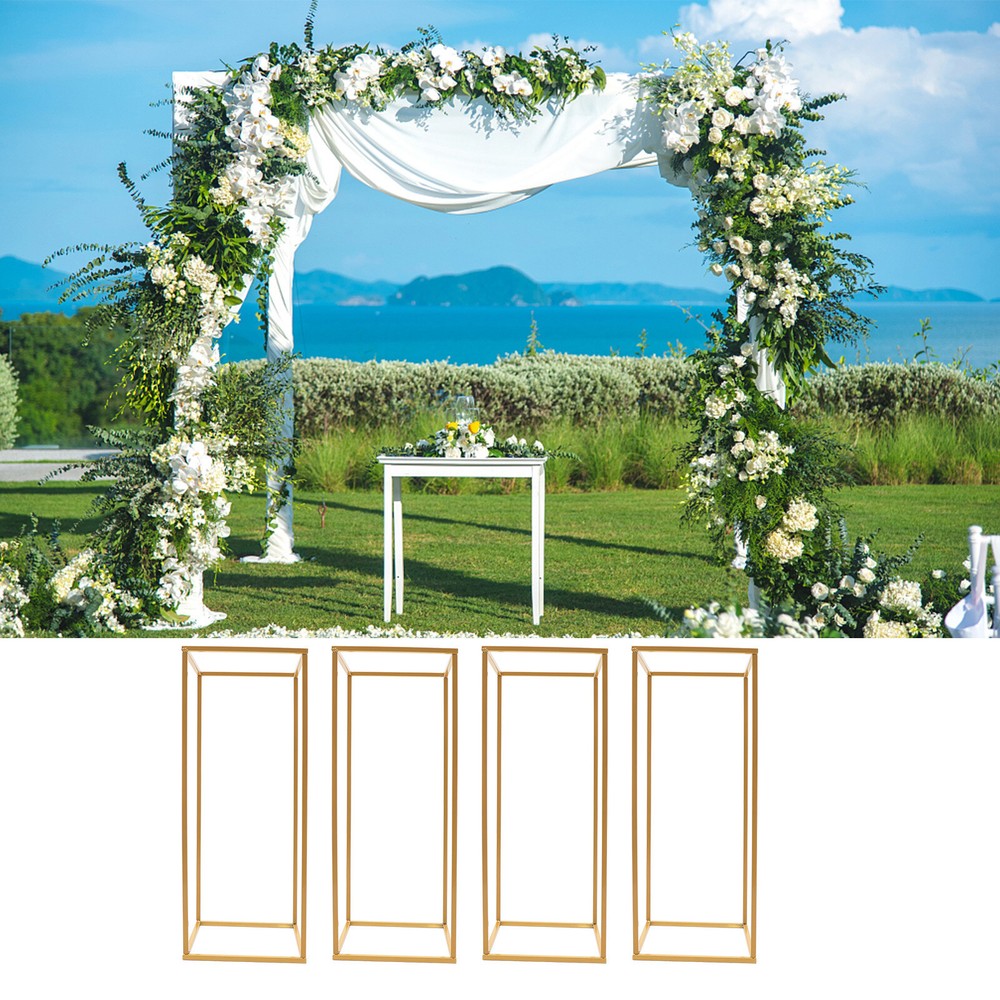 Gold Metal Flower Stand Rectangular Rack For Wedding Table Centerpieces Decor