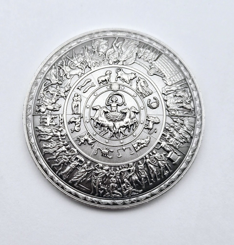 Silver 2023 South Korea 2 oz Achilles Ornate Shield Stacker Round Coin Collect
