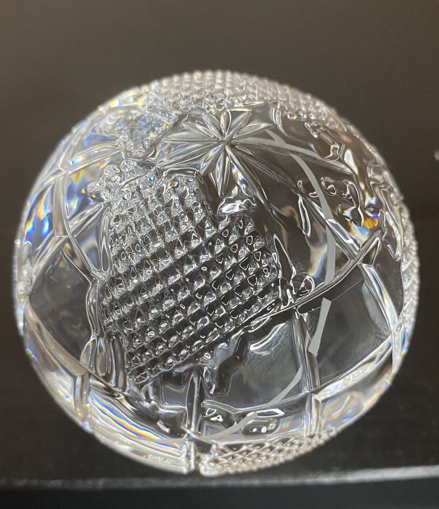 Waterford Crystal Paperweight Clear Sphere World Earth Globe Signed