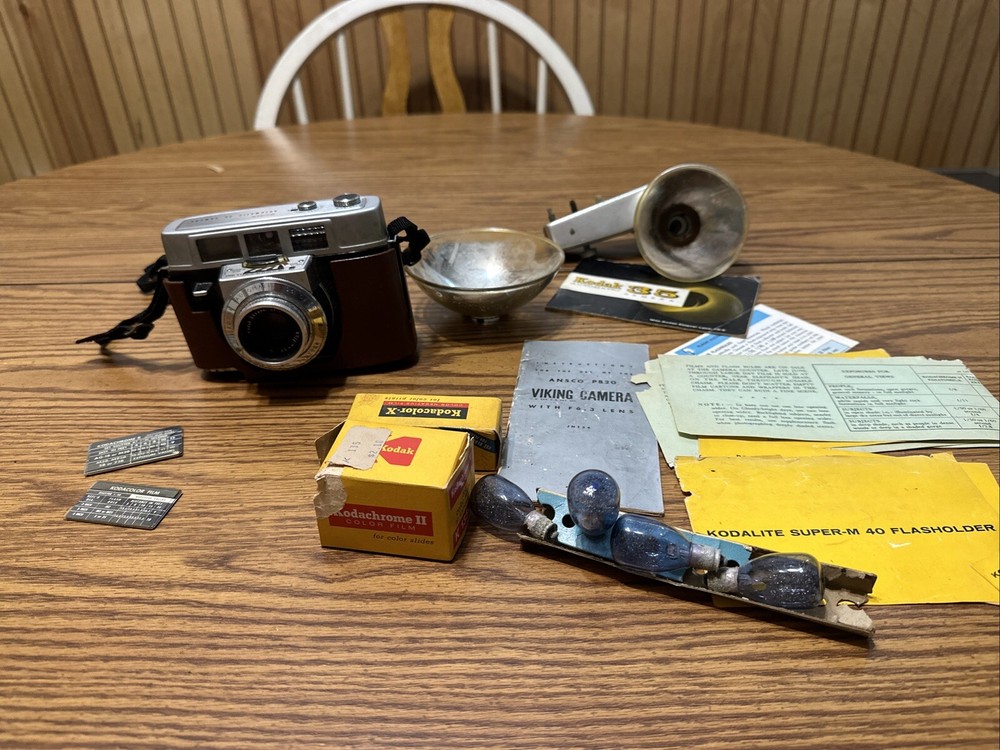 Vintage Kodak Automatic 35 Camera With Accessories Flash Film Manual Untested