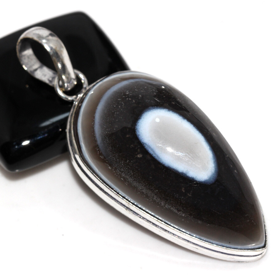 925 Silver Plated Owhyee Eye Opal Ethnic Pendant Handmade Jewelry Size 2.5