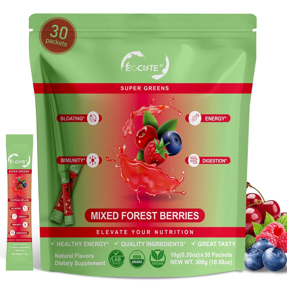 Super GREENS Powder Berry Flavor Bloating Relief, Gut Health & More 30 packet