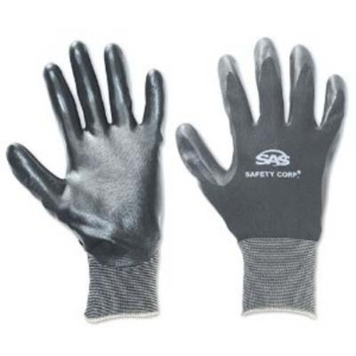 SAS Safety 640-1910 Black 15-Gauge Nylon Knit Gloves with Comfort Shell