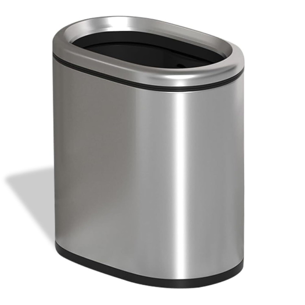Bote de basura astilla de acero inoxidable de 2,4 galones/9 L, estrecho, desecho de baño con tapa abierta...