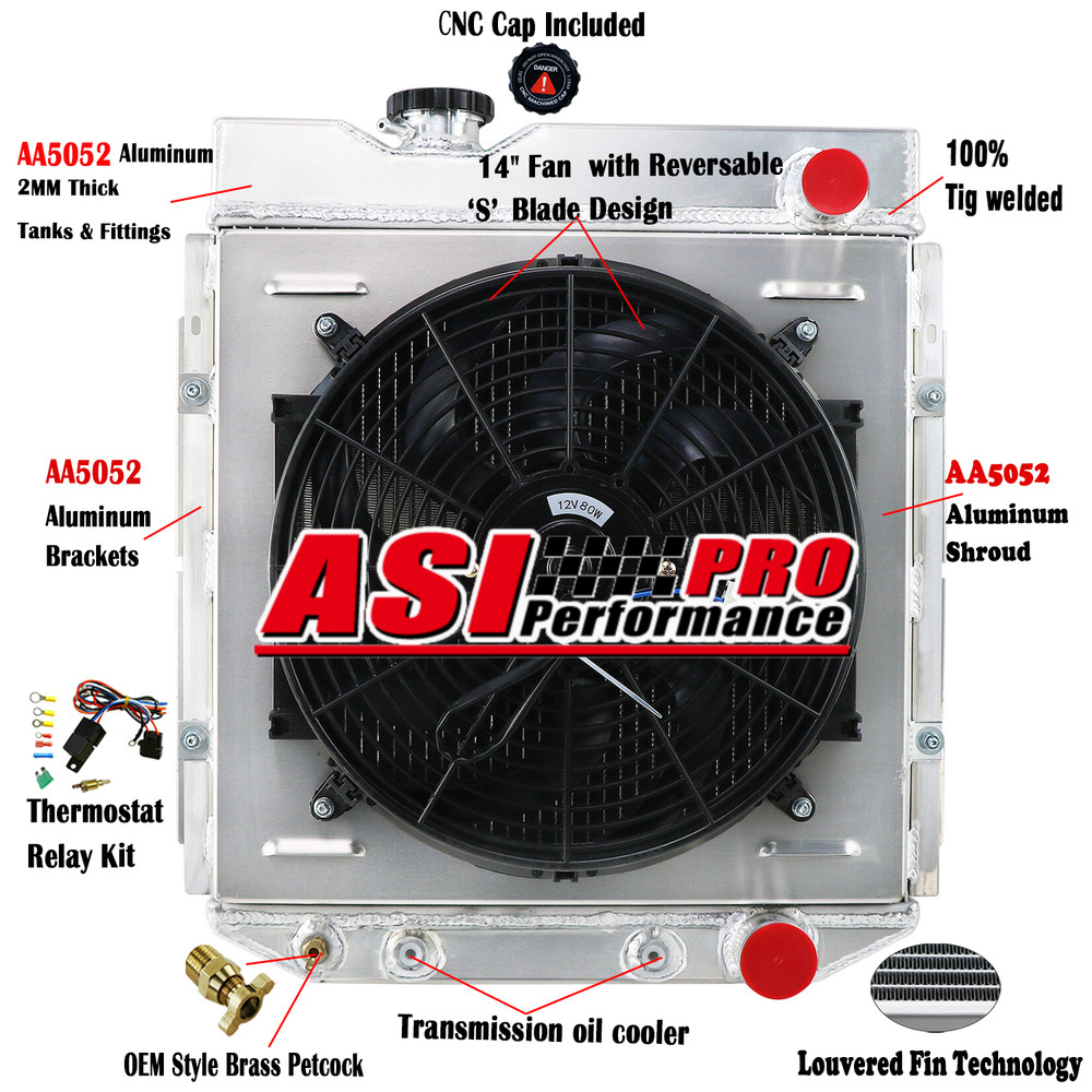 4 Row Radiator Shroud Fan Relay fit 1960-66 Ford Mustang Falcon Ranchero Mercury