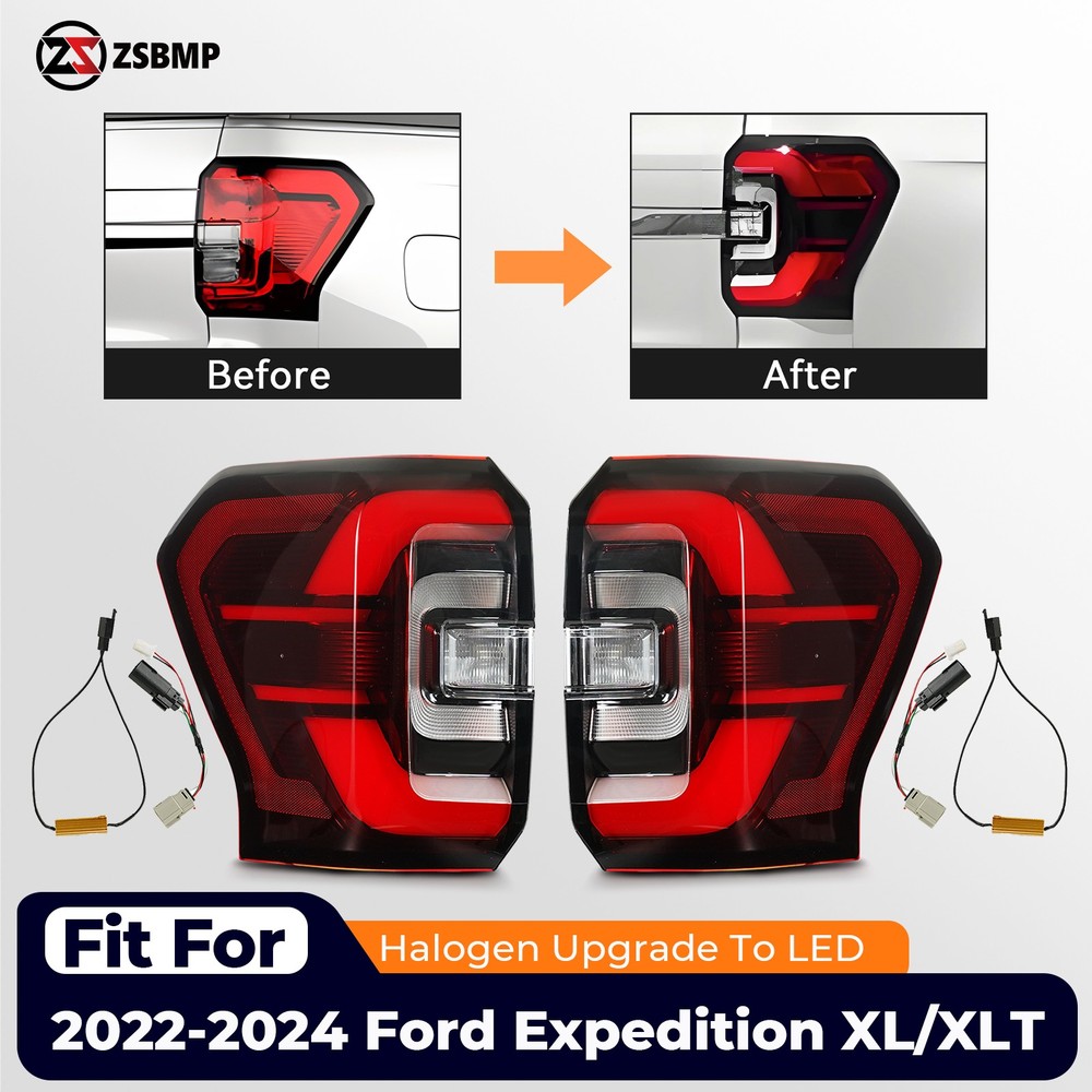 Halogen Upgrade LED Tail Lights For 2022-2024 Ford Expedition XLT XL Left+Right