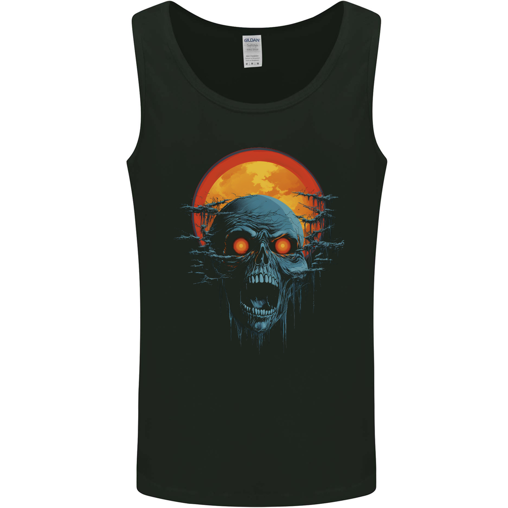 Cloudy Sunset Skull Zombie Horror Mens Vest Tank Top