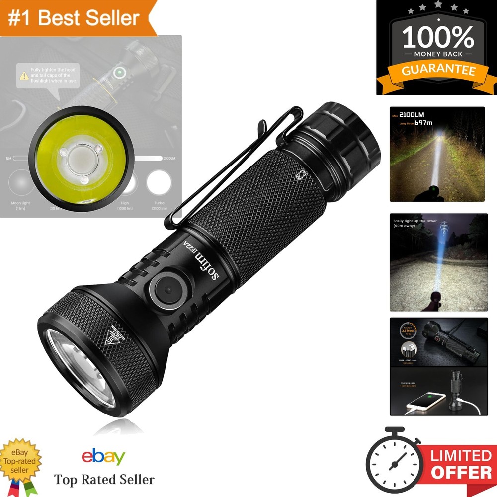 IF22A High Lumen 2100 Flashlight - Compact, Weatherproof & USB-C Rechargeable