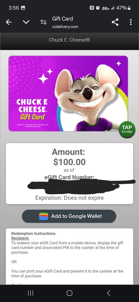 Chuck E Cheese Digital Gift Card - Perfect for Fun & Games-image