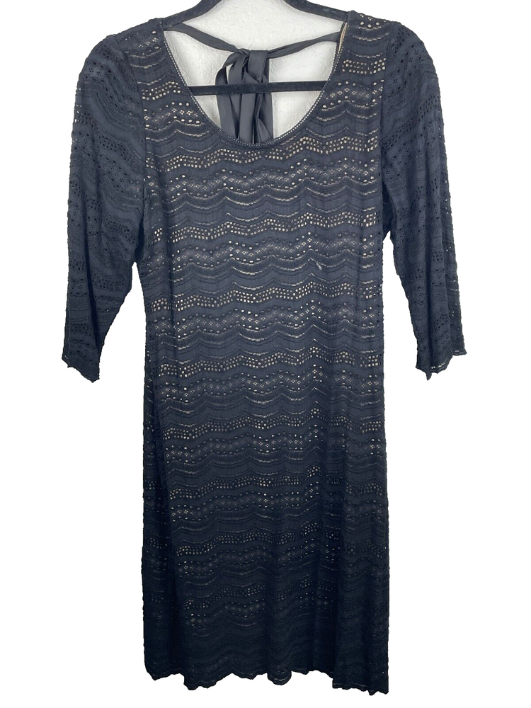 Ralph Lauren Denim Supply Black Eyelet Lined Scoop Back Sheath Dress Size Large