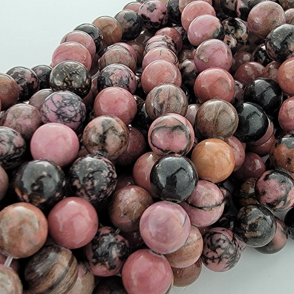 Natural Pink Gray Rhodonite Beads Smooth Round 6Mm 8Mm 10Mm Crystal Gemstone
