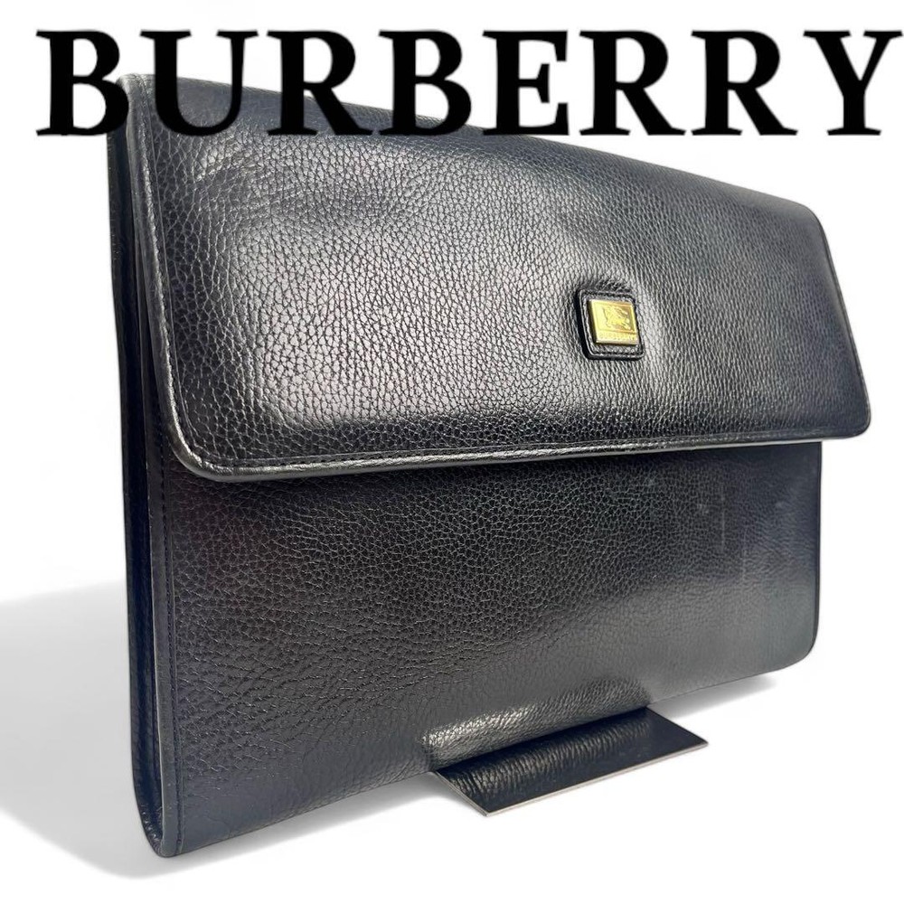 Burberry Second Bag Clutch Horse Logo Grained Leather