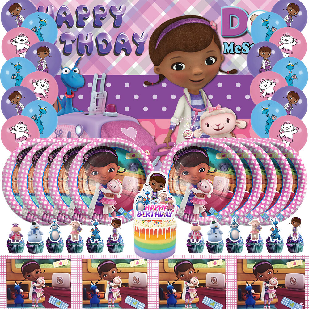 Doc McStuffins Party Supplies Set Plates Balloons Cake Toppers Banner