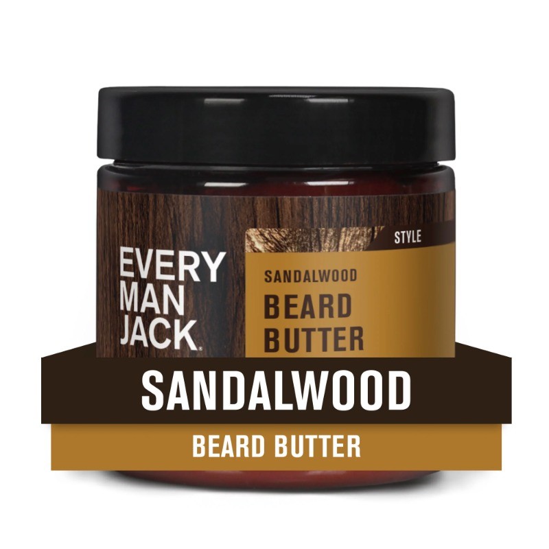 Every Man Jack Men's Beard Butter for Styling and Softening, Sandalwood, 4oz