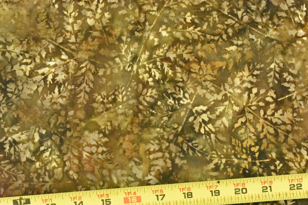 By 1/2 Yd, Vintage, Brown Leaves on Brown Cotton Batik, P9065