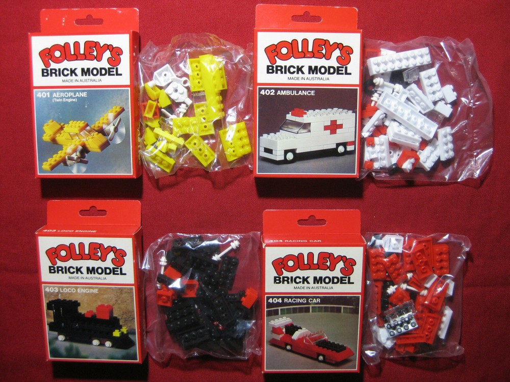 Vintage Folleys Brick Model Sets – Airplane Car Train Ambulance Compatible with Lego  