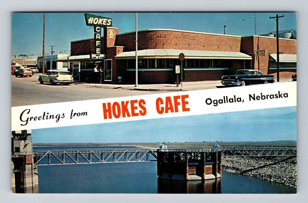 Ogallala NE-Nebraska, Banner Greetings Hokes Café, Souvenir, Vintage Postcard