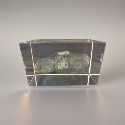NASCAR Tony Stewart 3D Laser Etched Glass Race Car Paperweight Collectible