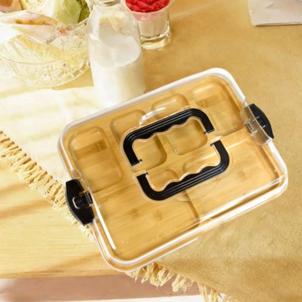 Bamboo Cheese Board with Compartments for Snacks Parties Weddings Home Use