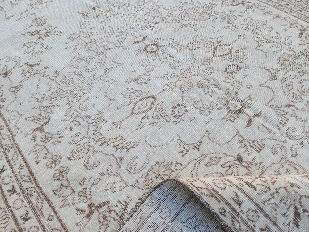 Beige 6x10 Handmade Wool Turkish Oushak Rug Neutral Rustic