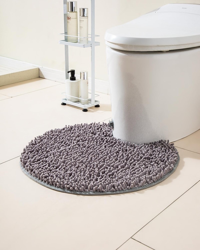 Soft Shaggy U-Shaped Toilet Rug for Bathroom Comfort