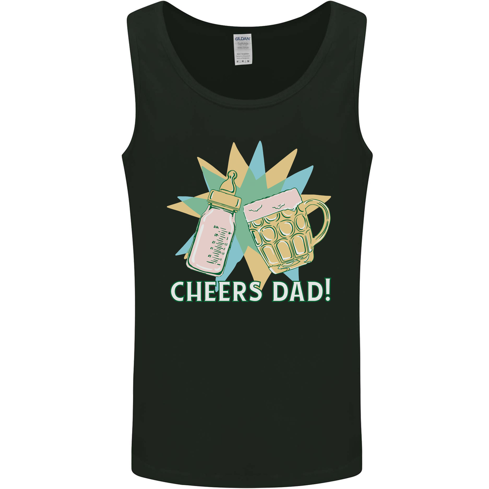 Cheers Dad Beer & Bottle Funny Fathers Day Mens Vest Tank Top