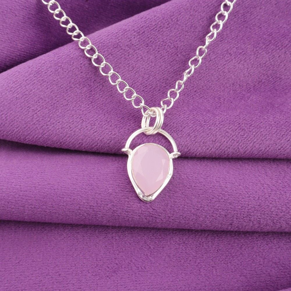 Sterling Silver Rose Chalcedony Dangling Earrings - Valentine's Day Jewelry Gift