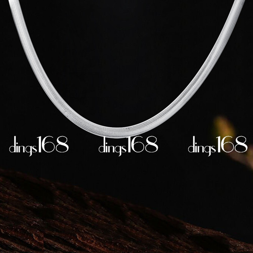 18K White Gold Filled Hypoallergenic 16 Inch Herringbone Chain Necklace