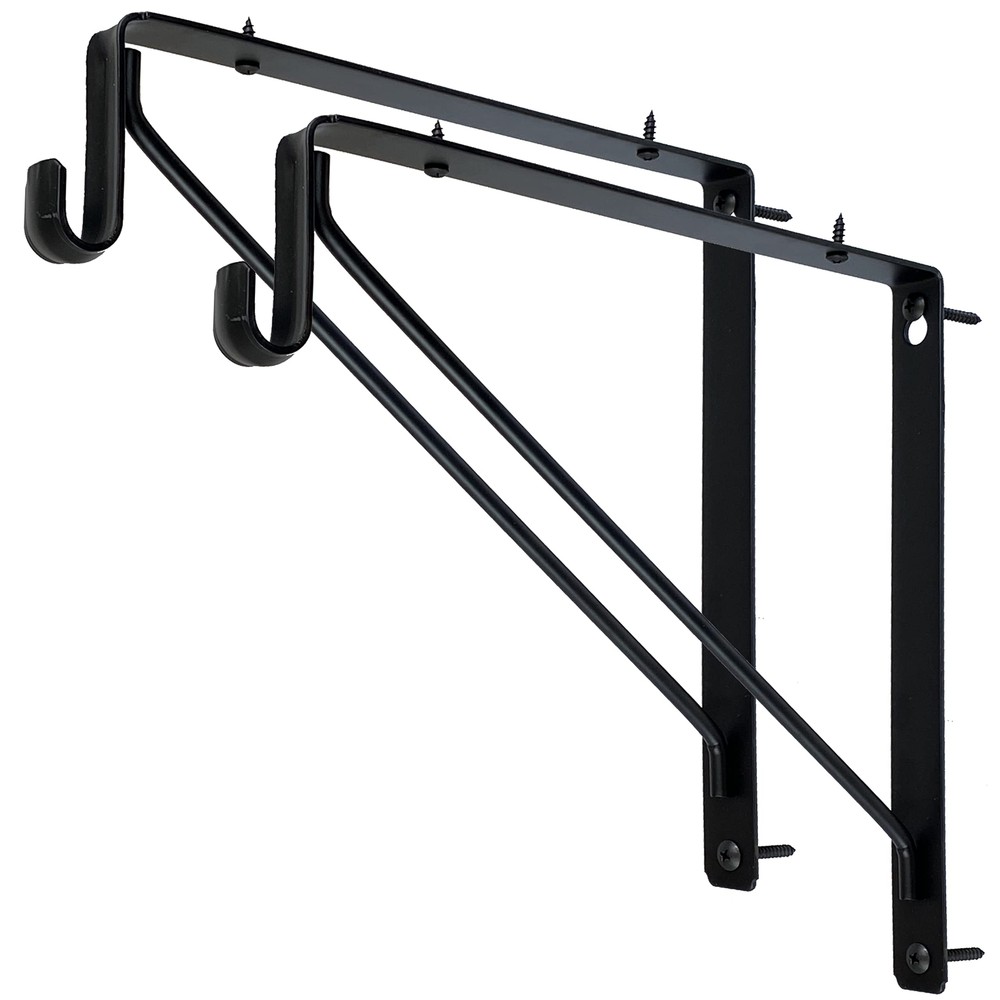 Welded HEAVY DUTY Oval Closet Rod & Shelf Support Bracket | Matte Black | 2 Pack