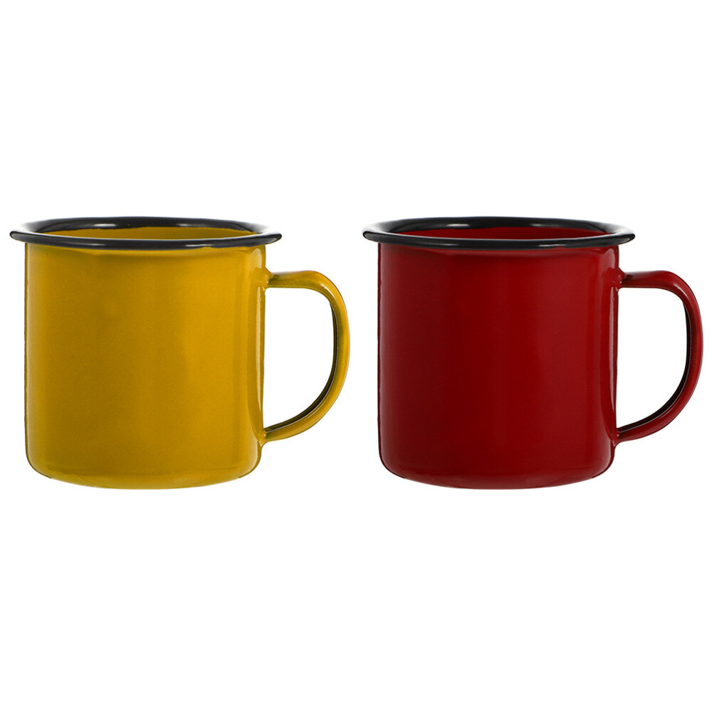 2 Pcs Enamel Juice Cup Water Drinking Espresso Coffee Camping Mug Child