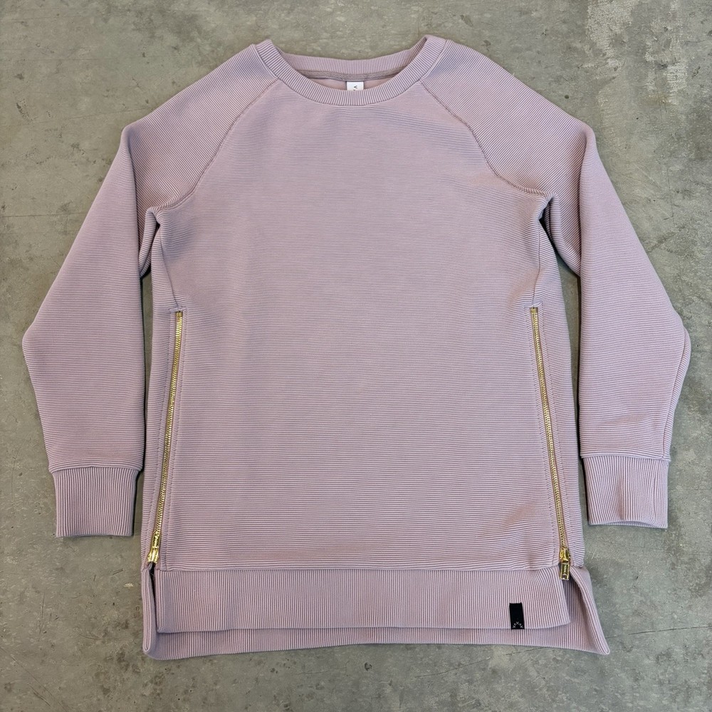 Varley Manning Sweatshirt Ribbed Crewneck Pullover Raglan Zip Stretch Size XS