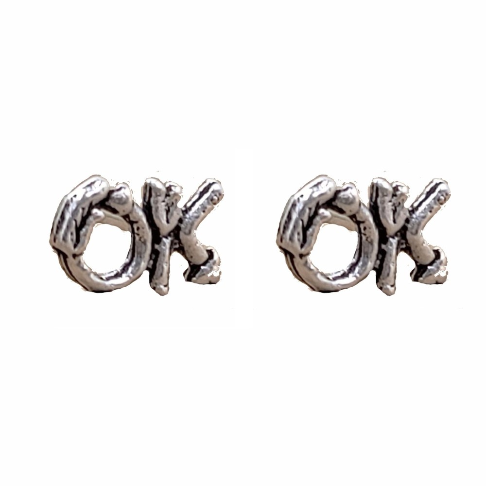 925 Silver Alphabet Letter Stud Earrings – OK Word Gift for Her