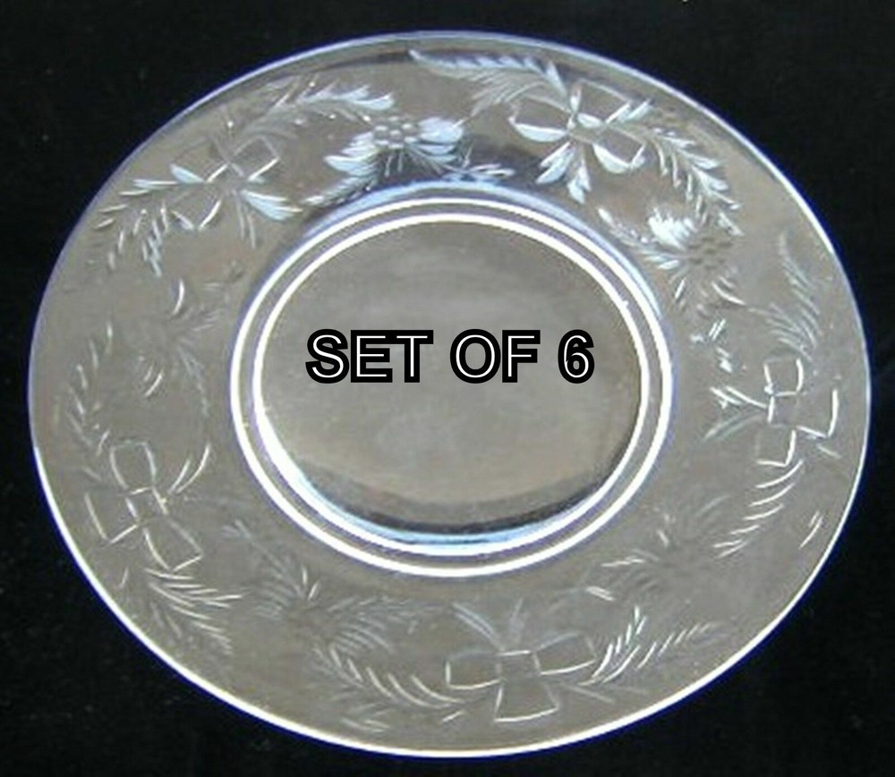 Tiffin  Crystal Bridal Knot Stem # 17406 (SET OF 6)   Salad Plates 8 1/4