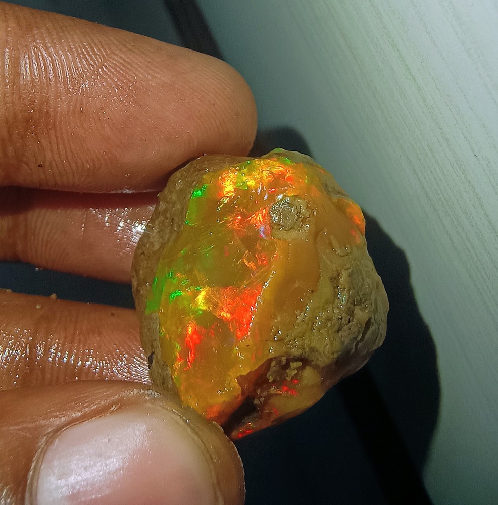 57.1 Ct Natural Ethiopian Fire Opal Rough Untreated Certified Gemstone SEE VIDEO