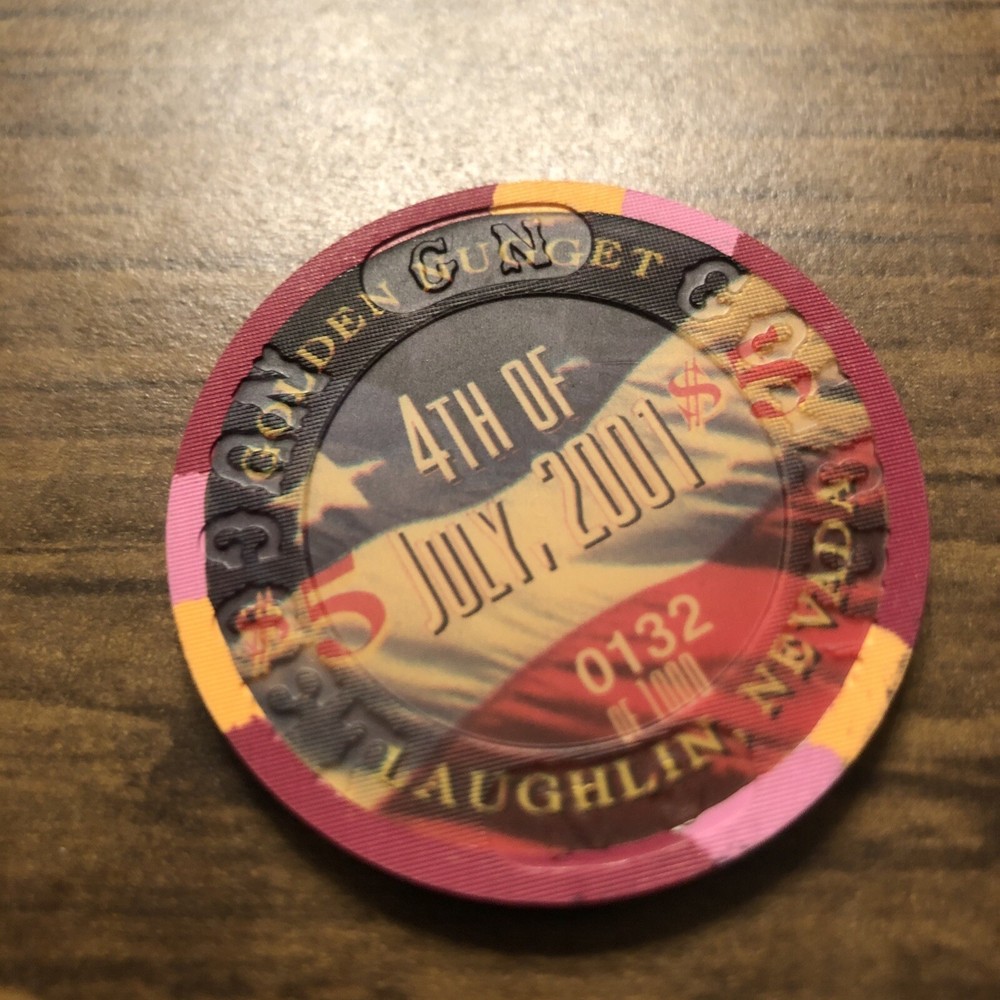 $5 golden nugget july 4th 2001 obsolete laughlin  casino chip