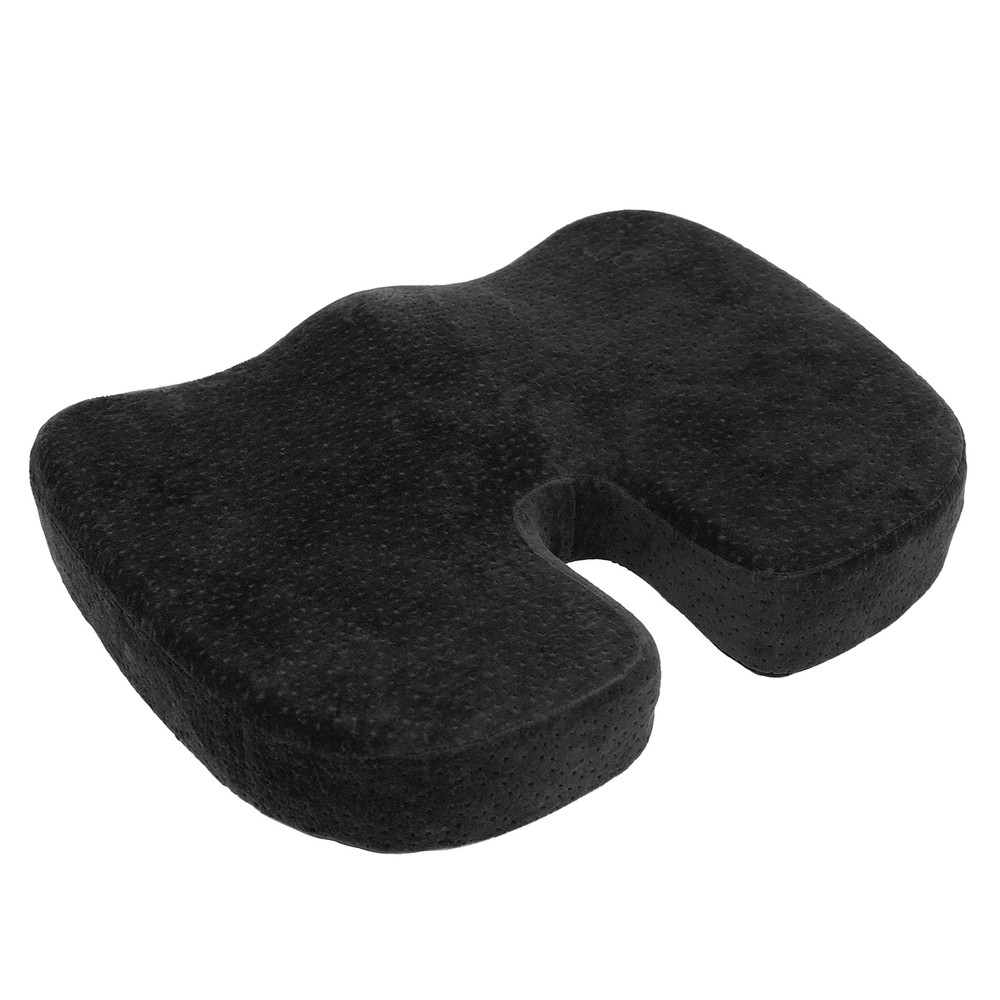 Black Memory Foam Coccyx Cushion Orthopedically Designed for Back Tailbone & ...