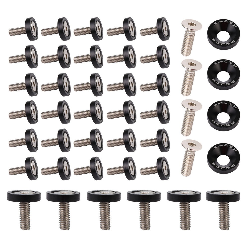 40pcs Set Black Billet Aluminum Fender Bumper Washer/bolt Engine Bay Dress Up M*