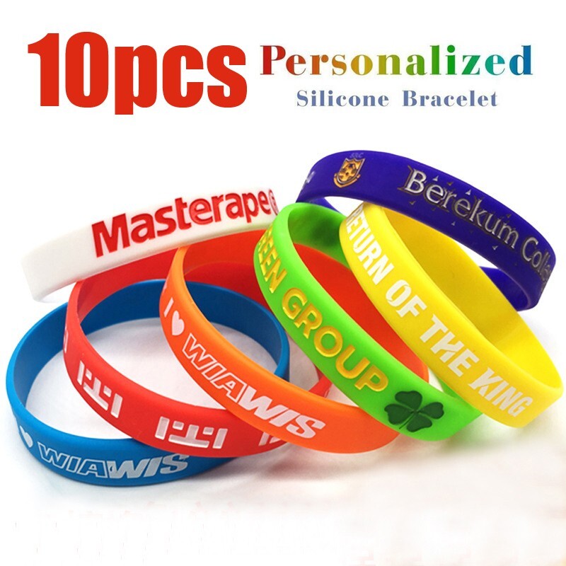 10PCS Personalized Rubber Bracelets Gifts Custom Engraved Silicone Wristbands